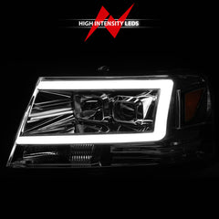 ANZO 2004-2008 Ford F-150 Projector Headlights w/ Light Bar Chrome Housing