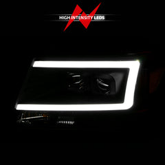 ANZO 2004-2008 Ford F-150 Projector Headlights w/ Light Bar Black Housing