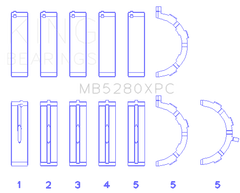 King Ford 4.6L/5.4L V8 SOHC (Size STD) Performance Coated Main Bearing Set