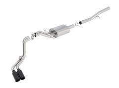 Borla 14 Silv/Sierra 1500 EC Std/CC Short 143.5in WB S-Type Black Tip Dual Rolled Side Exit CB Exht